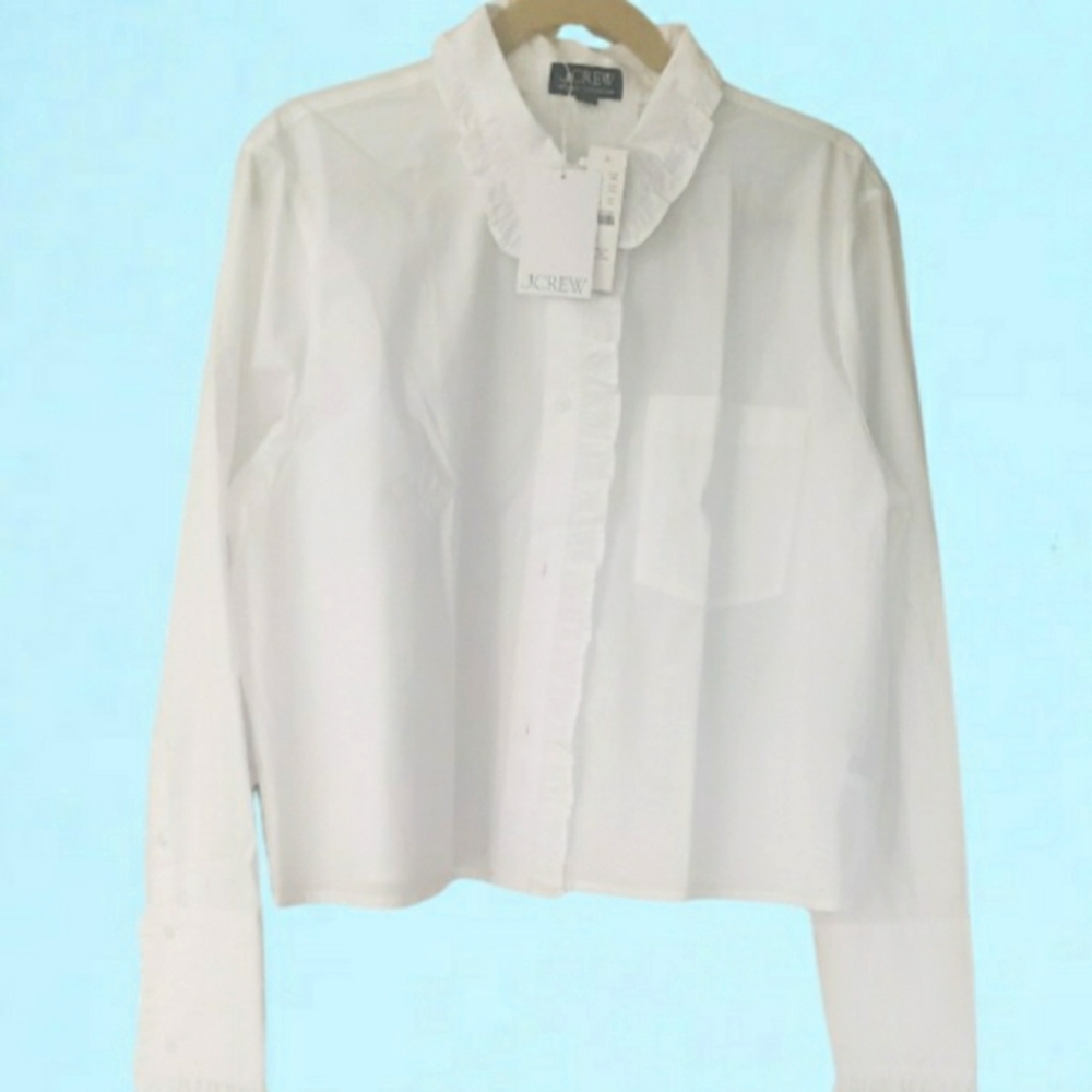 NWT J. CREW White Button Shirt L-16